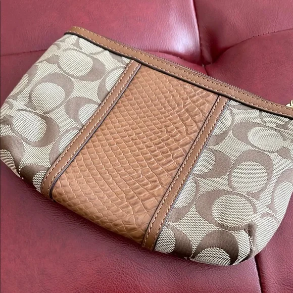 Coach Tan and Brown Signature Clutch - Picture 3 of 6